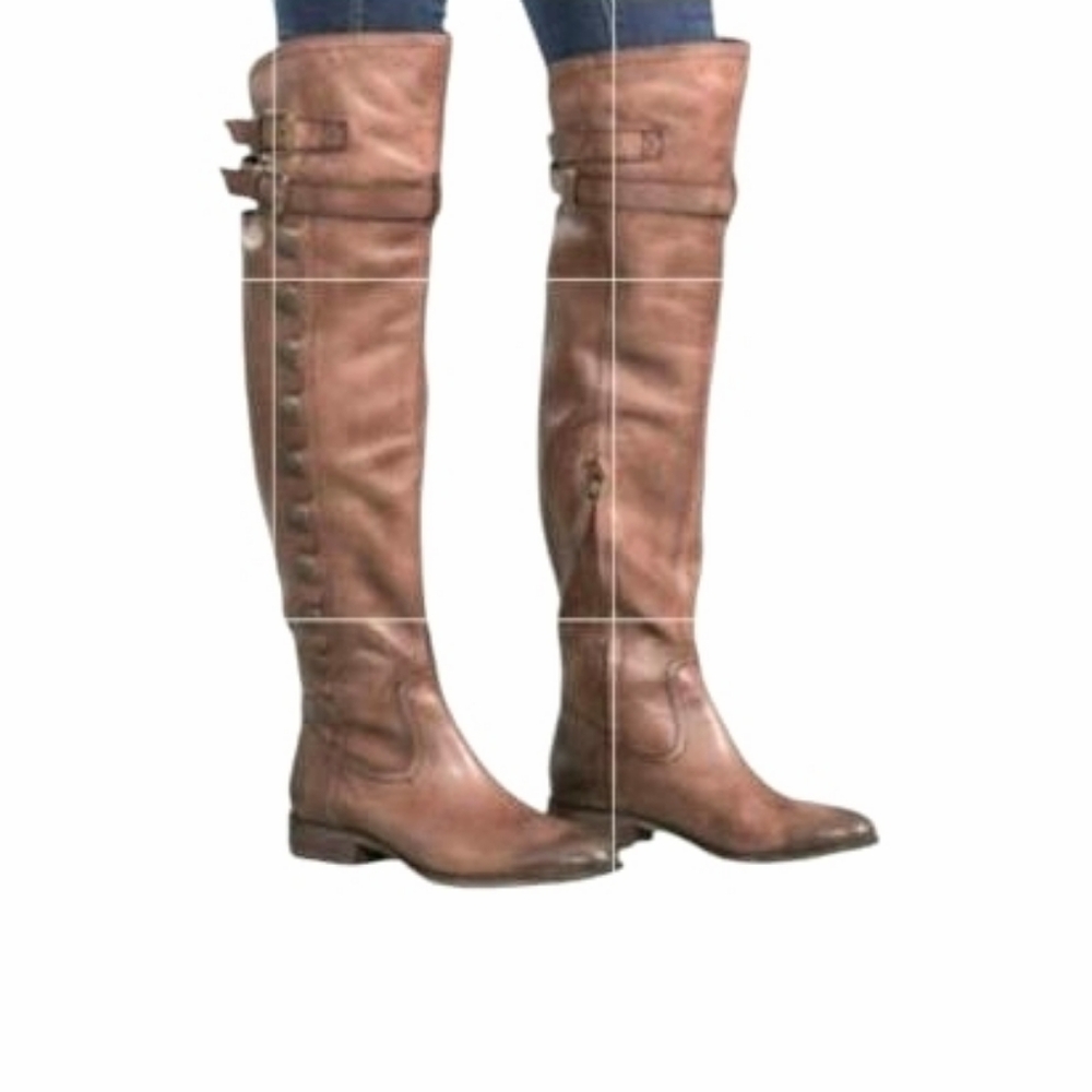 Sam Edelman Over Knee Pierce Whiskey Brown Leather Tall Riding Boot Women 7.5